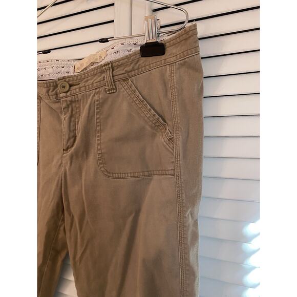 VTG Hollister Y2K Khaki Low Rise Semi Flared Cargo Pants 9R 32x31 Flap Pockets - Picture 7 of 13